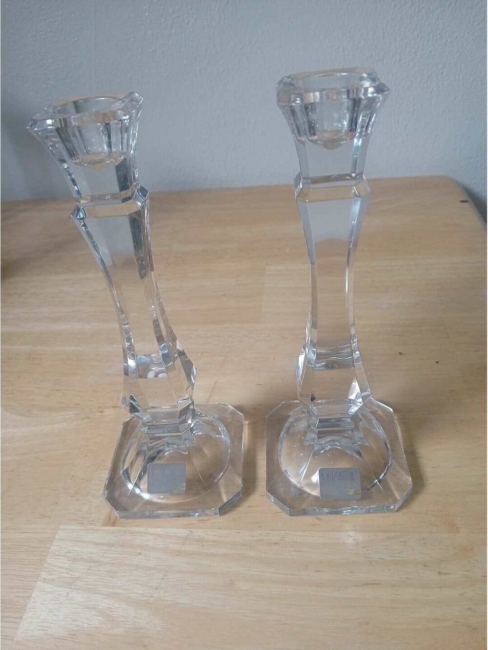 Mikasa Clear Crystal 8" Candlestick Holders Set of 2